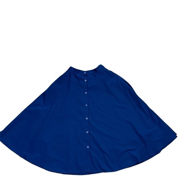UNIQLO COTTON  MIDI CIRCLE SKIRT NAVY LINED BUTTON FRONT  SZ XS - Picture 2 of 7